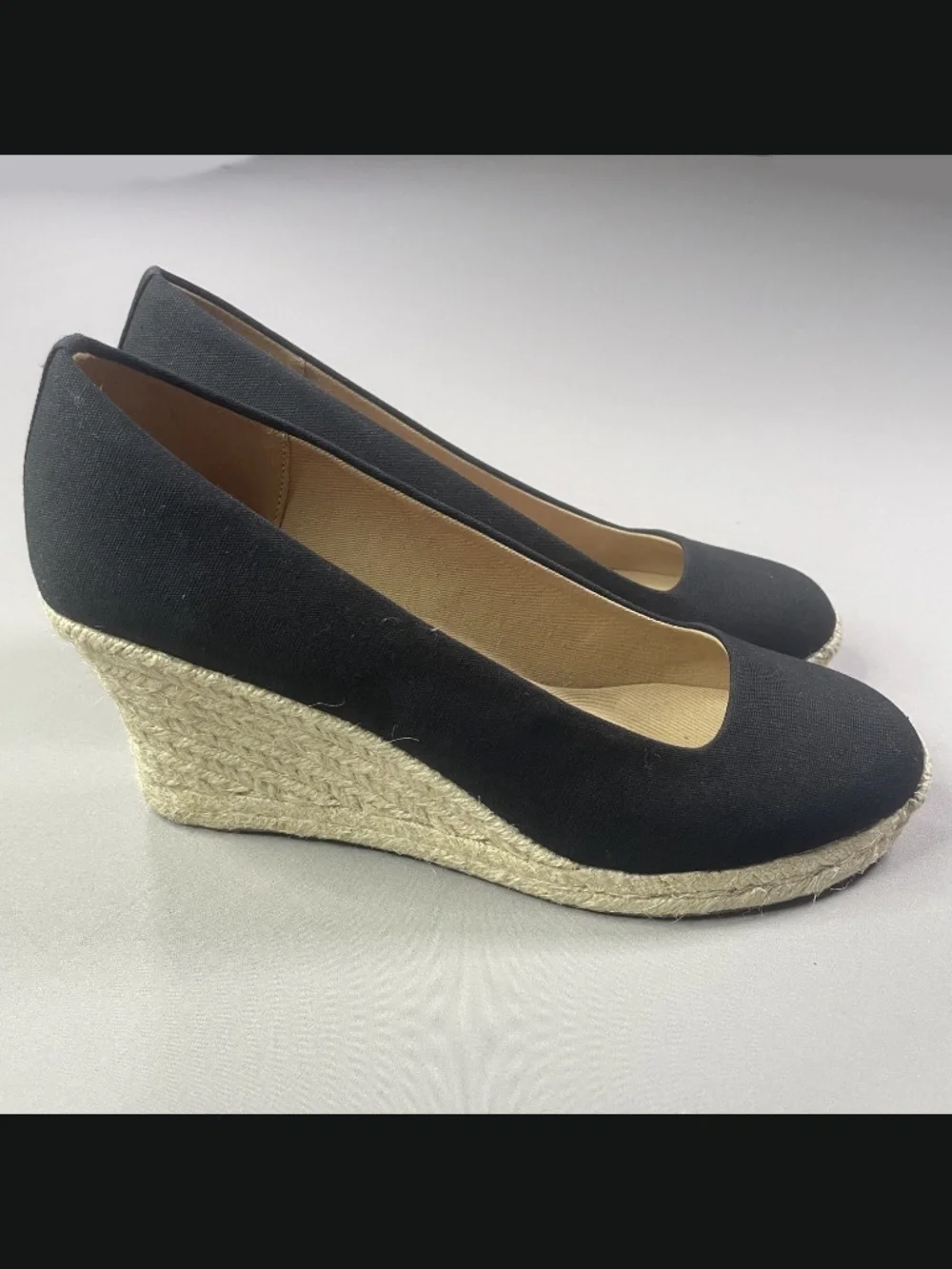 NEW J Crew Shoes Womens 8 black brown wedge heels jute preppy summer casual